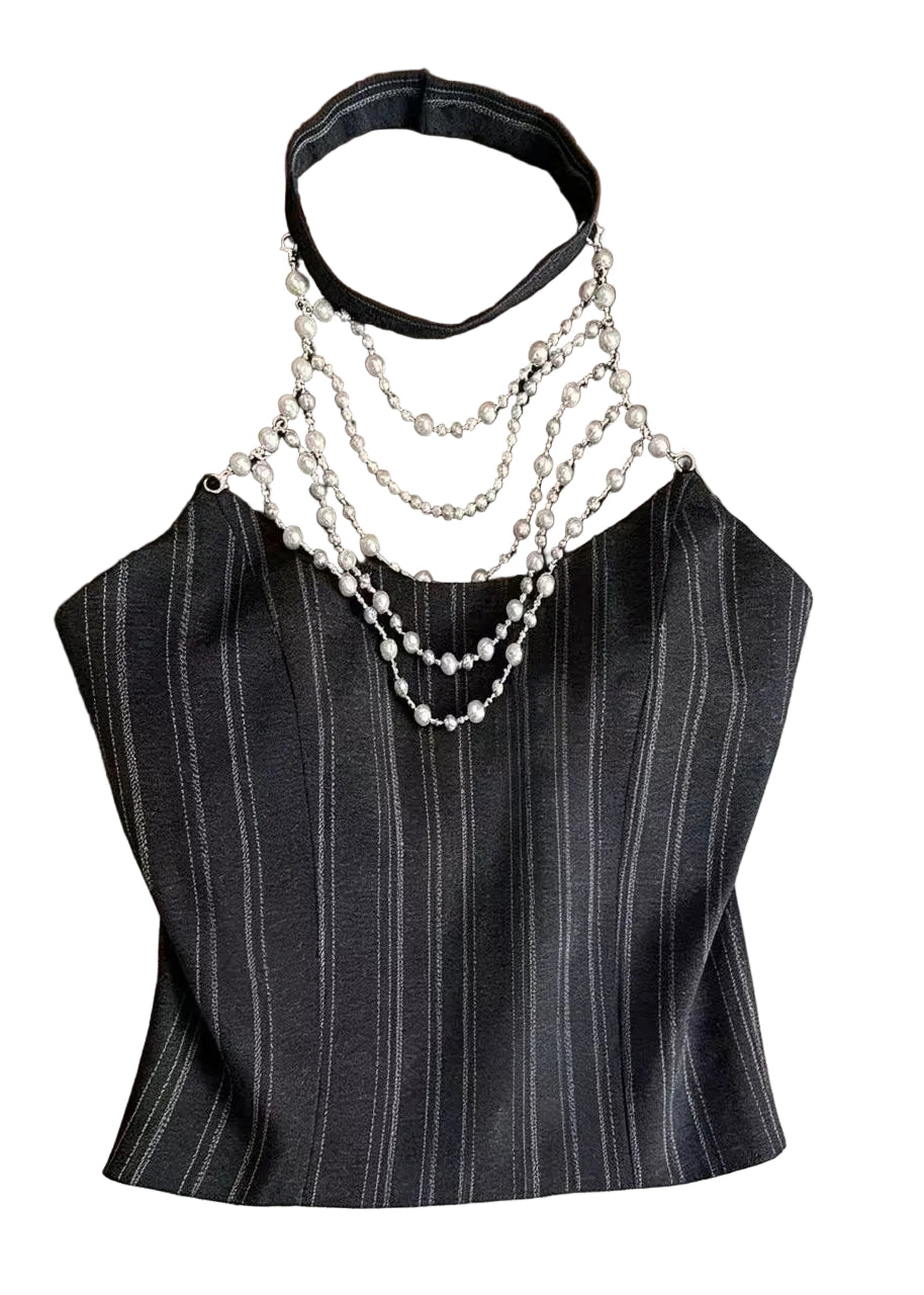 Top Femme Col Licou Rayé Style Estival 0