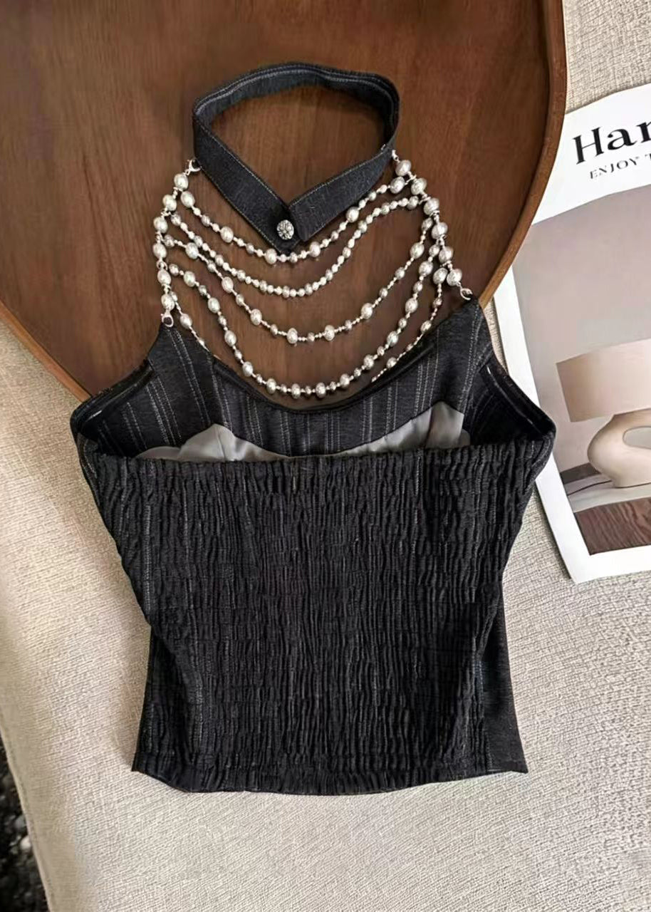 Top Femme Col Licou Rayé Style Estival 1