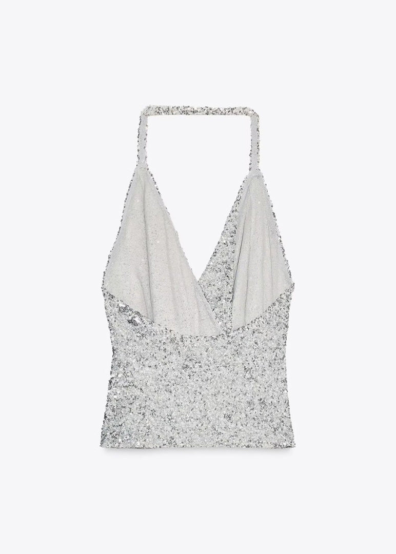 Top Femme Dos Nu Pailleté Sans Manches 4