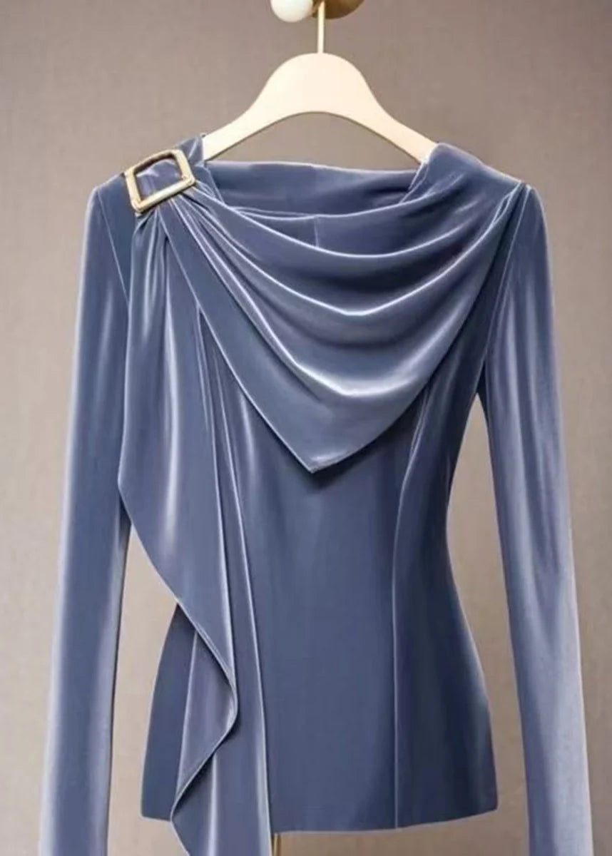 Top Femme Drapé Col Bénitier Automnal 2