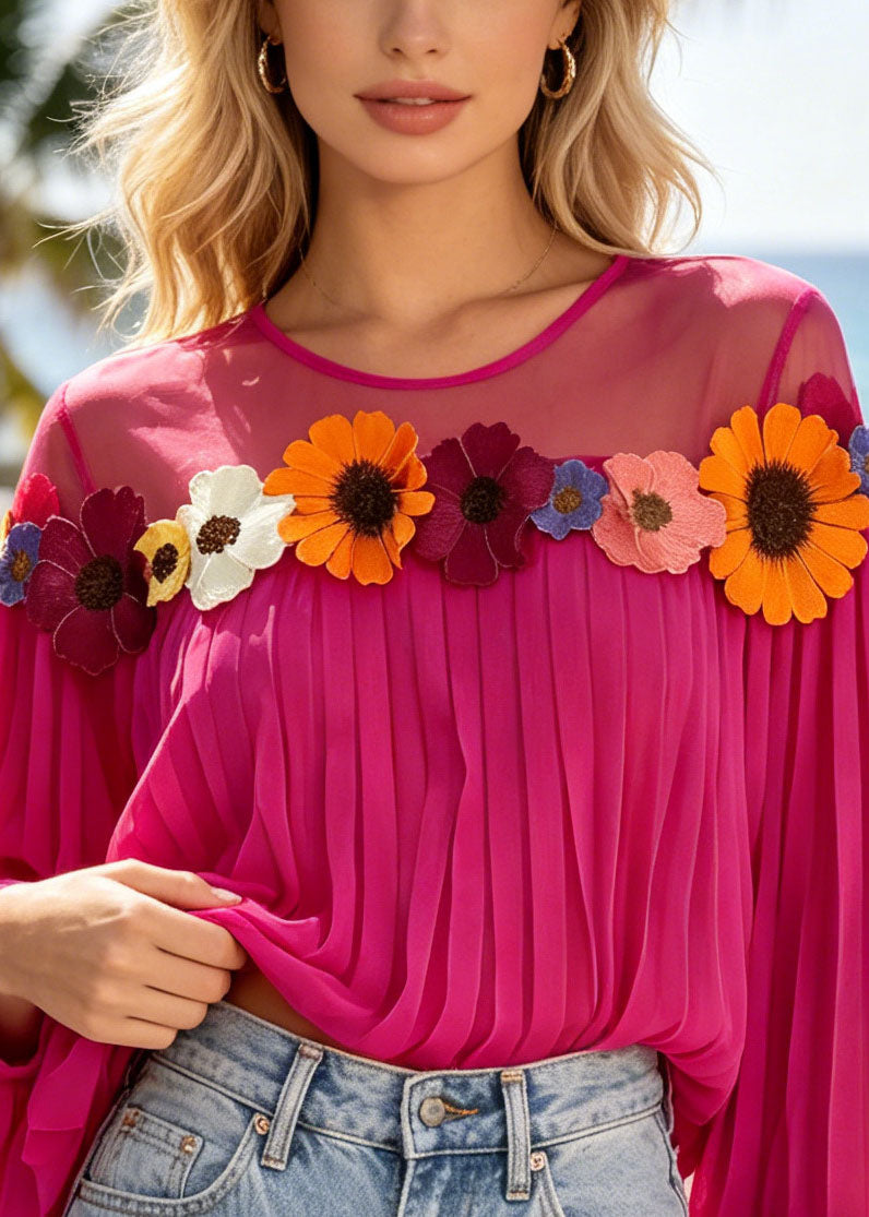 Top Femme Estival Patchwork Oversize à Motif Marguerite 2