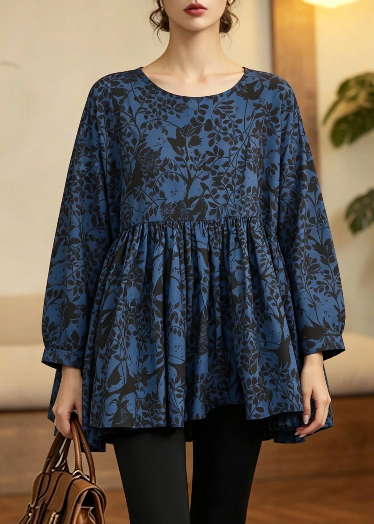 Top Femme Patchwork à Imprimé Froissé Automnal 4