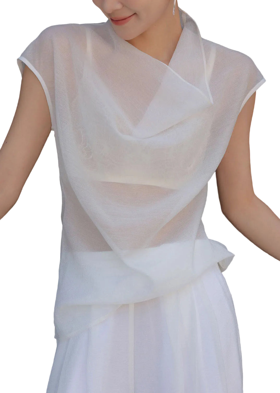 Top Femme Sans Manches Col Roulé Décontracté Transparent 0
