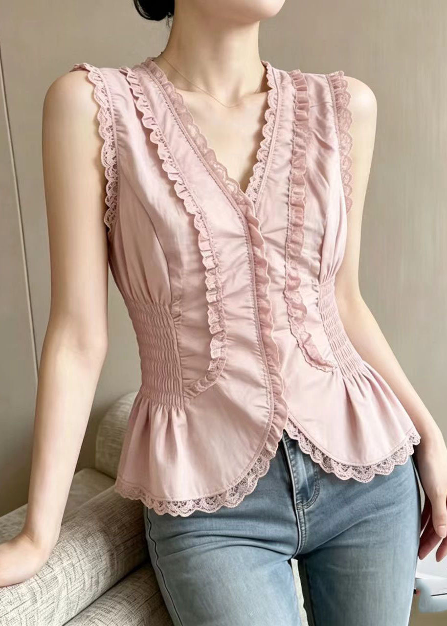 Top Femme à Col V Patchwork Dentelle Style Estival 4