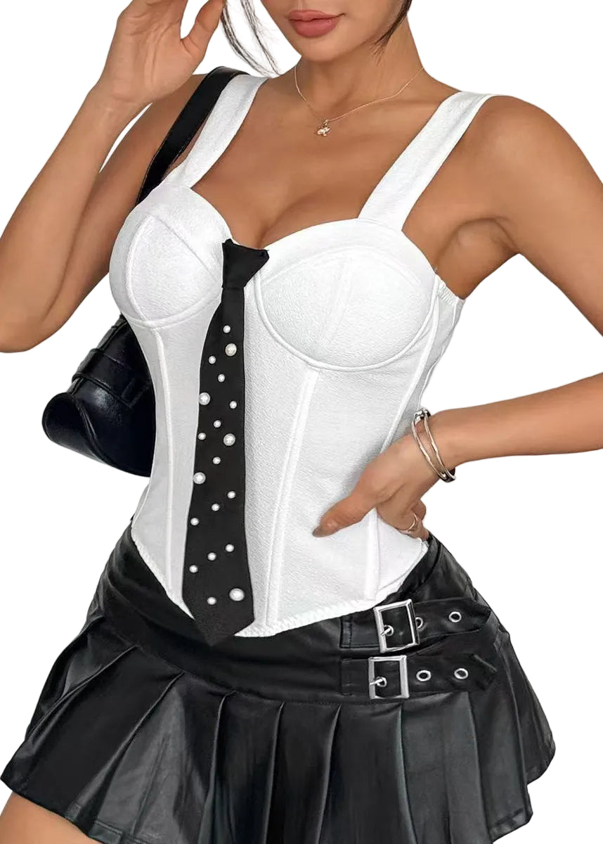 Top bustier femme style moderne à cravate été 0