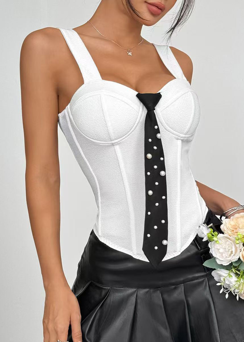 Top bustier femme style moderne à cravate été 2