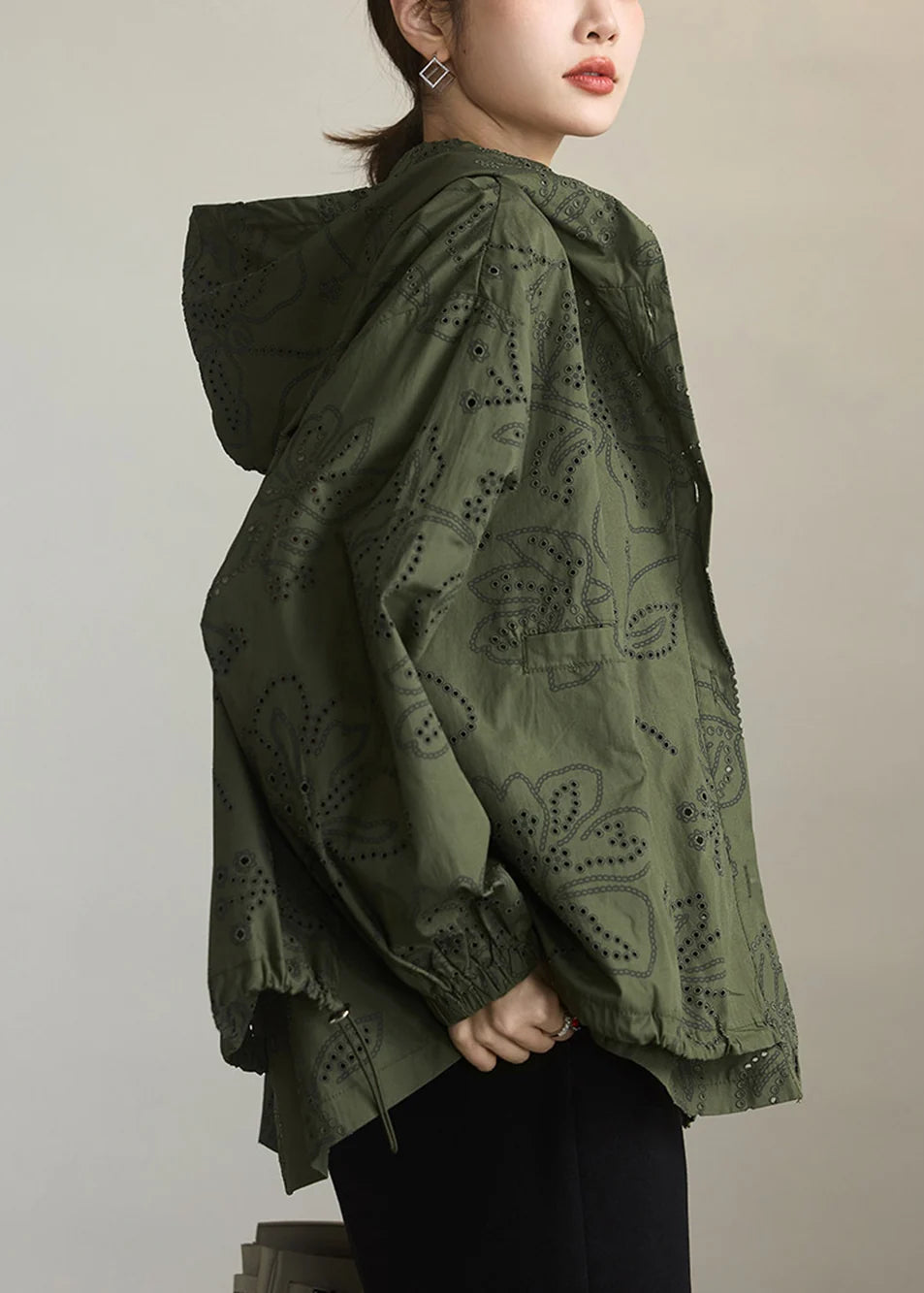 Trench-coat Femme Grande Taille Style Décontracté à Capuche 3