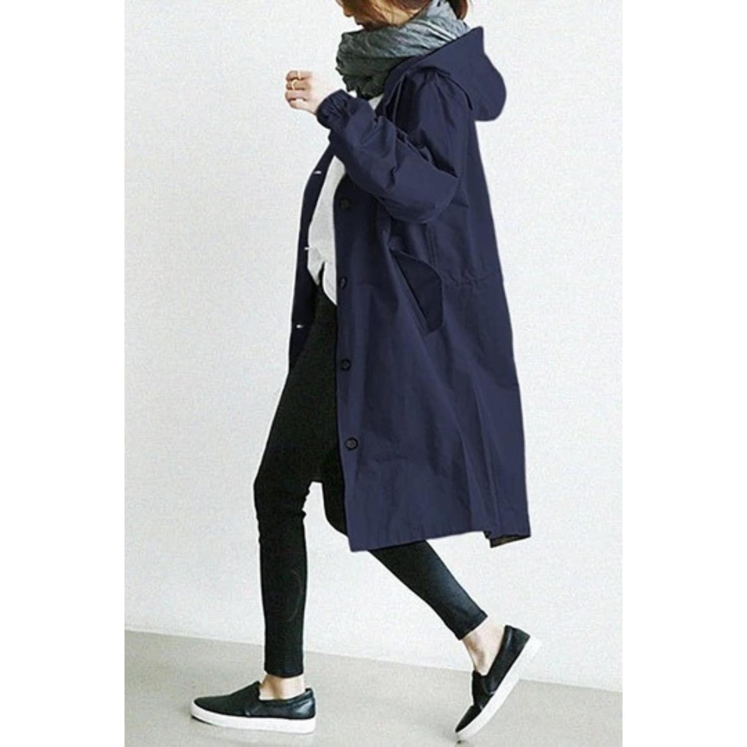 Trench-coat Long Femme avec Capuche 1