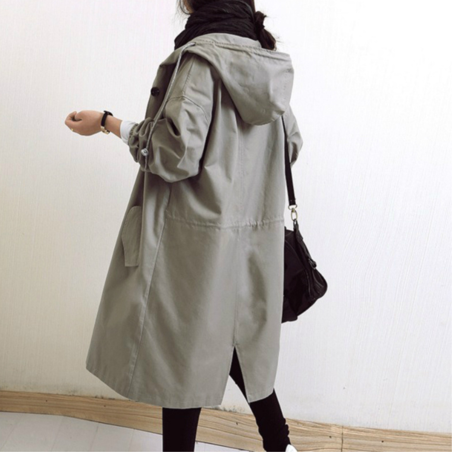 Trench-coat Long Femme avec Capuche 7