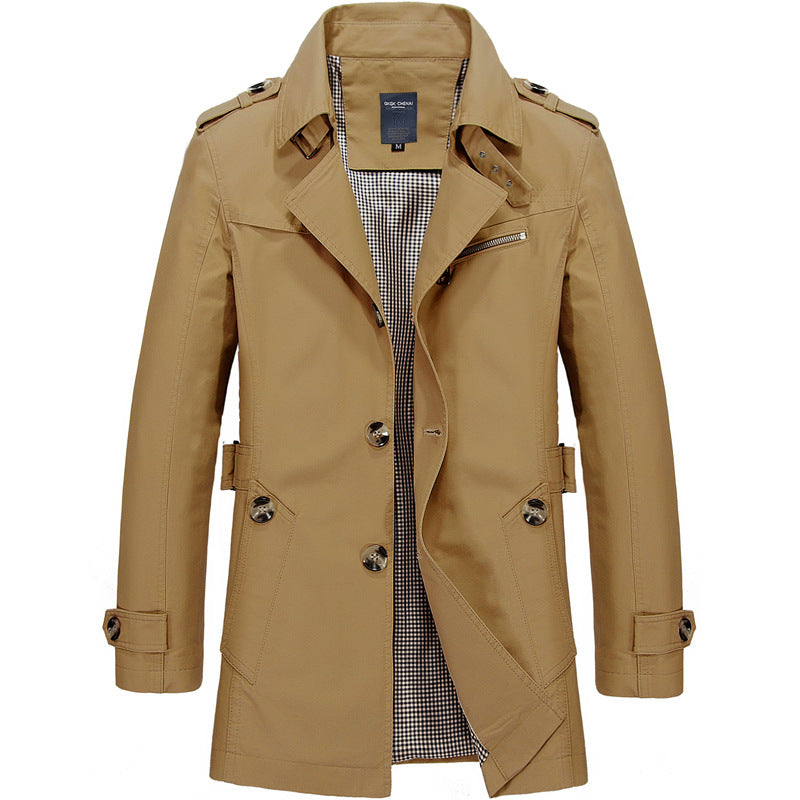 Trench Coat Homme Double Boutonnage Tissu Structuré 7
