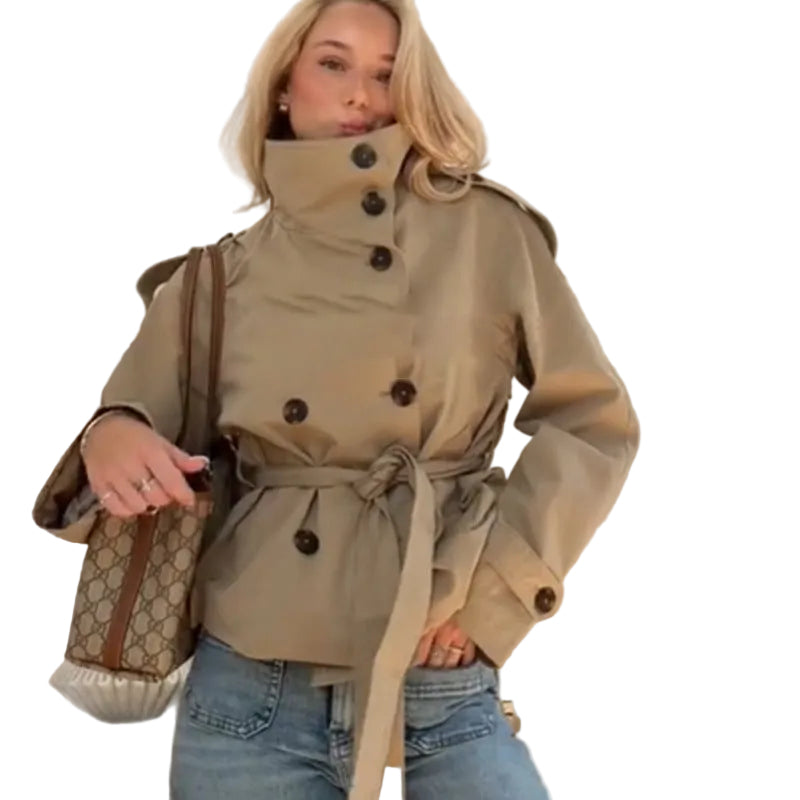 Trench Femme Cintré avec Poches Pratiques 0