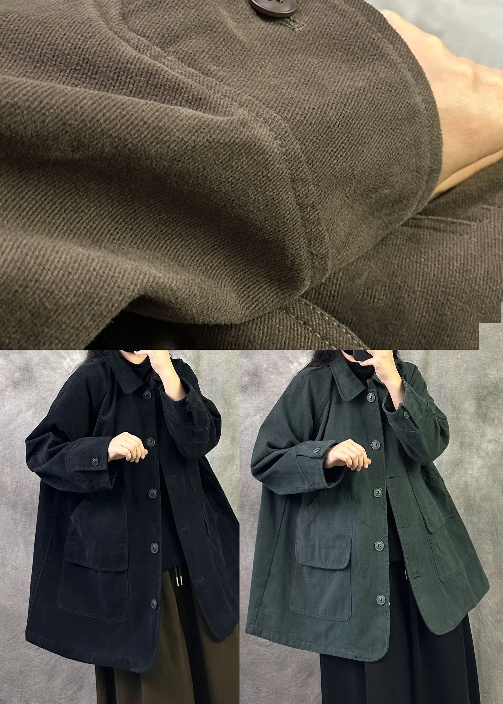 Trench Femme Oversize Patchwork Noir Style Boutique Automnal 4