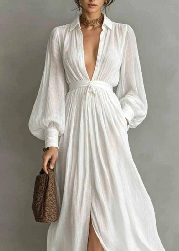Tunique Femme Col Claudine Manches Lanterne Style Maxi 2
