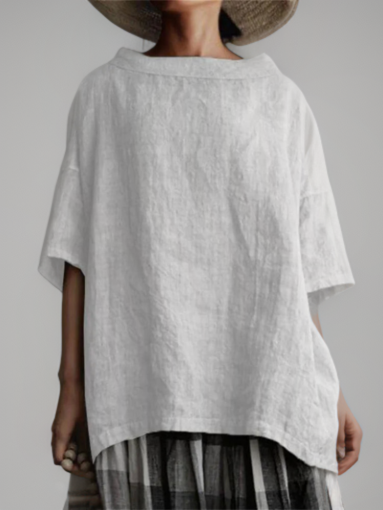 Tunique Vintage Oversize Femme avec Encolure Bateau 3