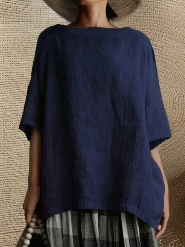Tunique Vintage Oversize Femme avec Encolure Bateau 5