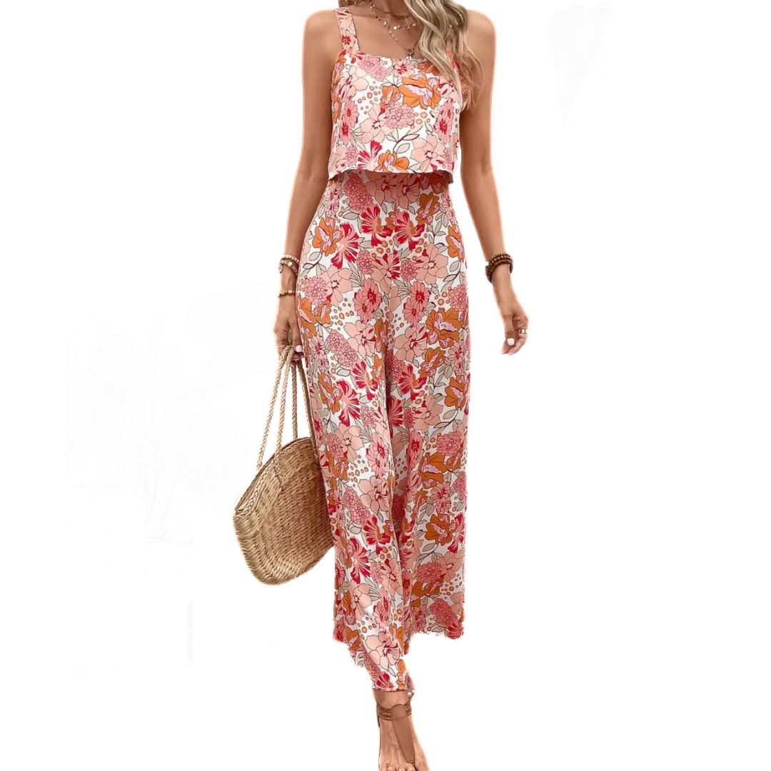 Combinaison Femme Chic Vintage Imprimé Floral Polyester 1