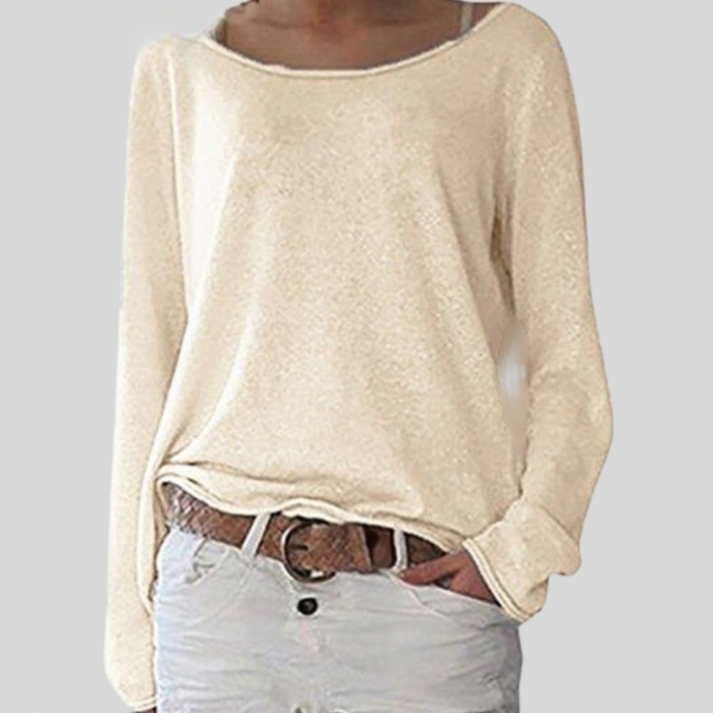 Pull Femme Élégant Décolleté Rond Acrylique Léger-3