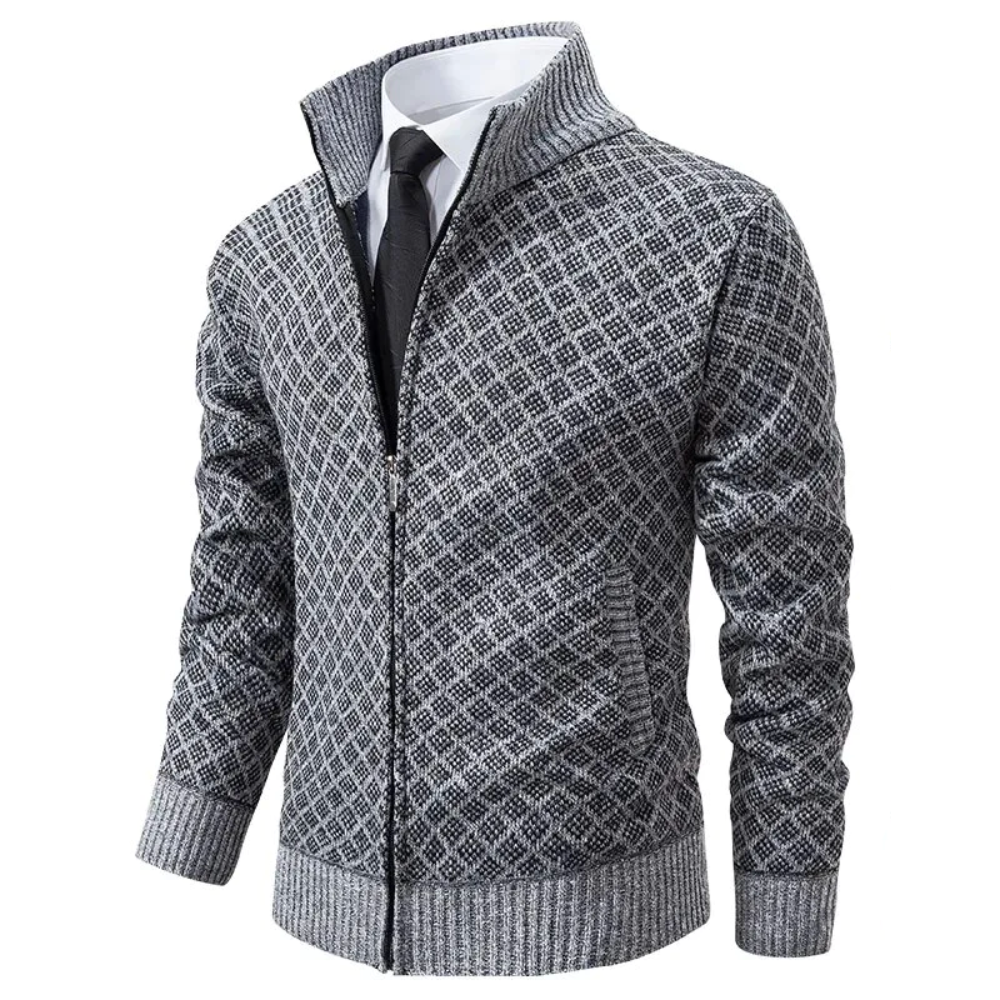 Cardigan Homme Élégant en Tissu Jacquard-1