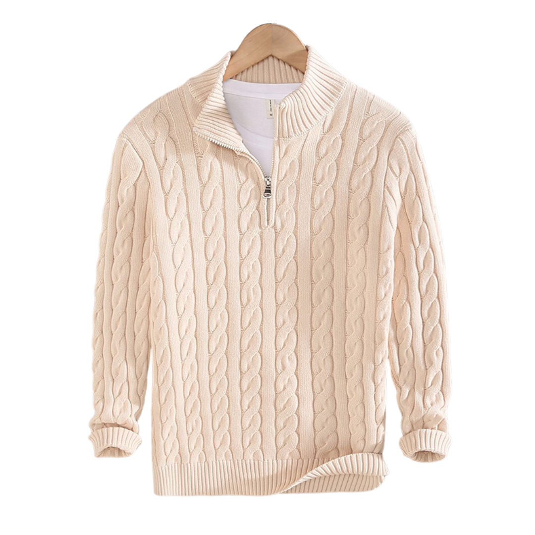 Pull Homme Décontracté avec Demi-Fermeture Éclair en Polyester Doux 4
