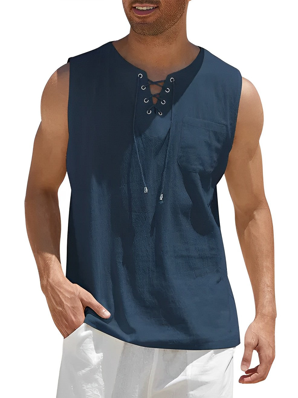 Variant image for Haut Homme Coton Respirant Manches Courtes Casual-43