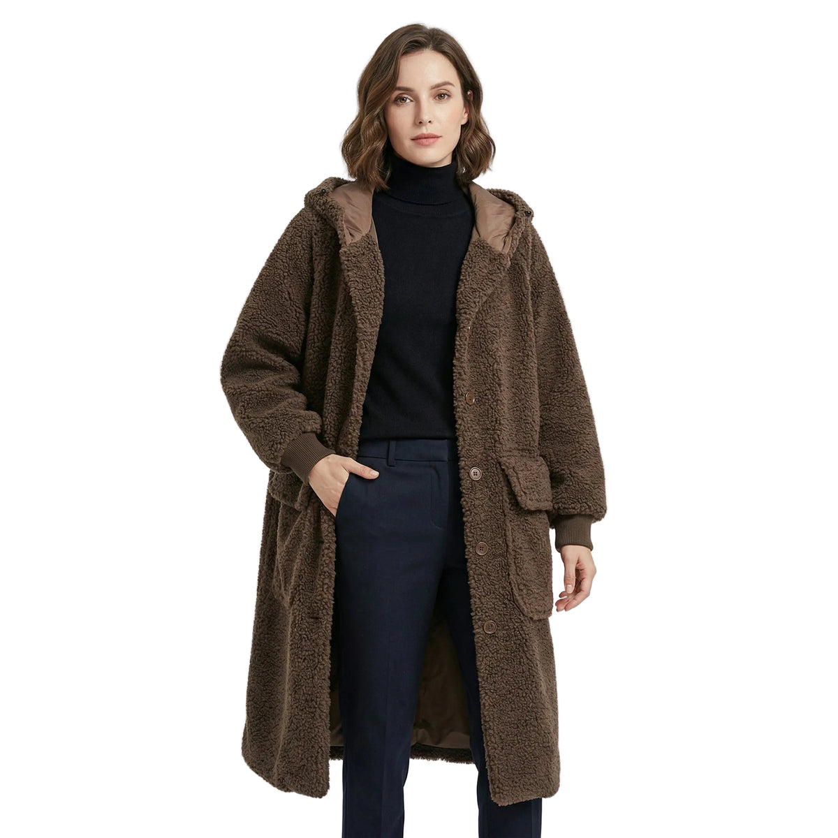 Parka d'hiver à manches longues avec capuche et poches