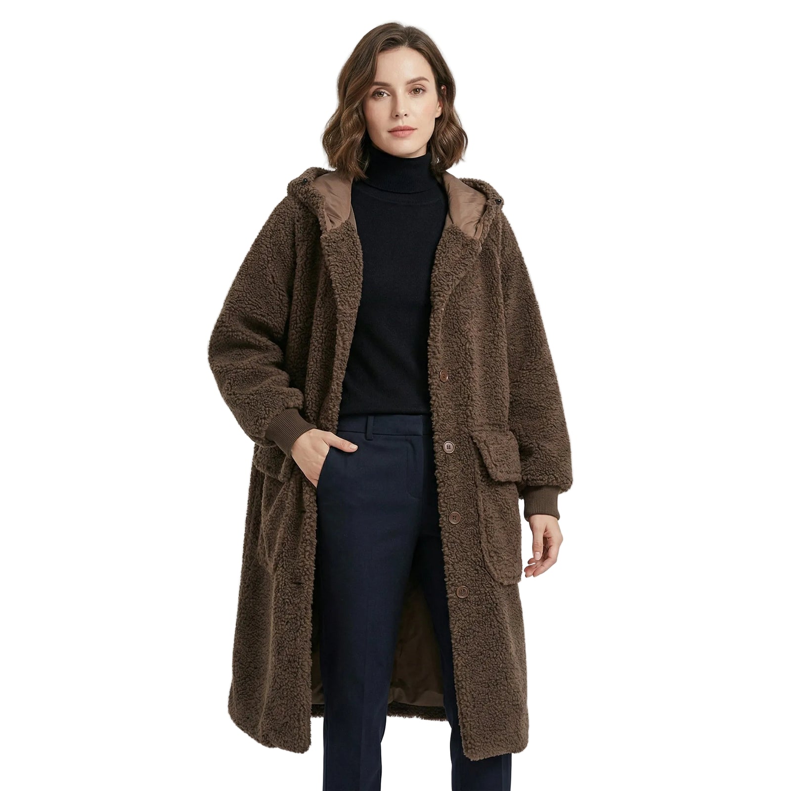 Parka d'hiver à manches longues avec capuche et poches