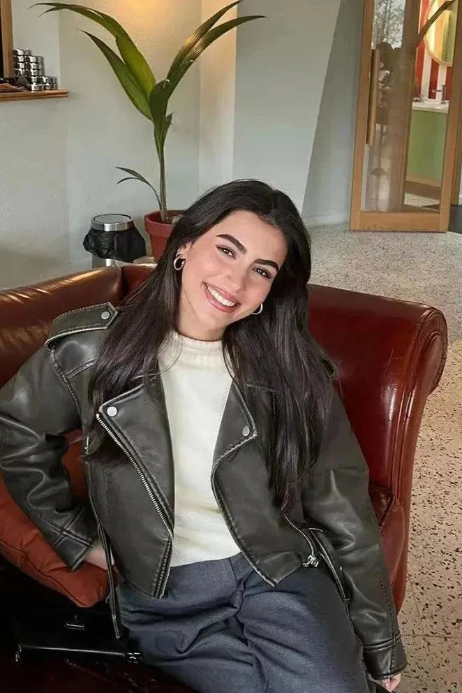 Veste Biker Courte Femme Moderne 2