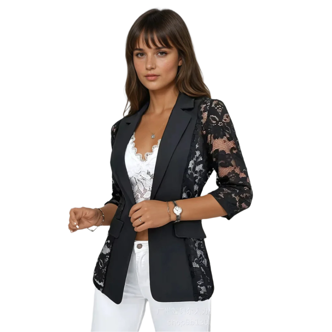 Veste Blazer Femme Chic en Dentelle Ajustée Légère 0