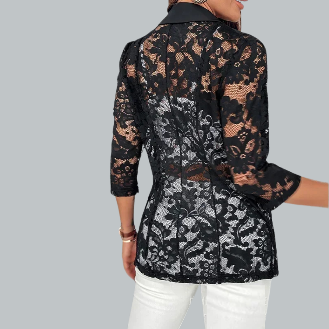 Veste Blazer Femme Chic en Dentelle Ajustée Légère 1