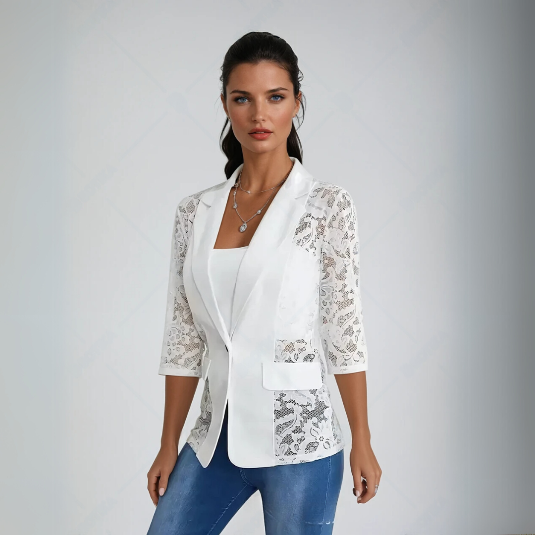 Veste Blazer Femme Chic en Dentelle Ajustée Légère 2