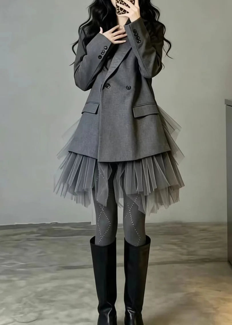 Veste Blazer Patchwork à Poches pour Femme Automne 1
