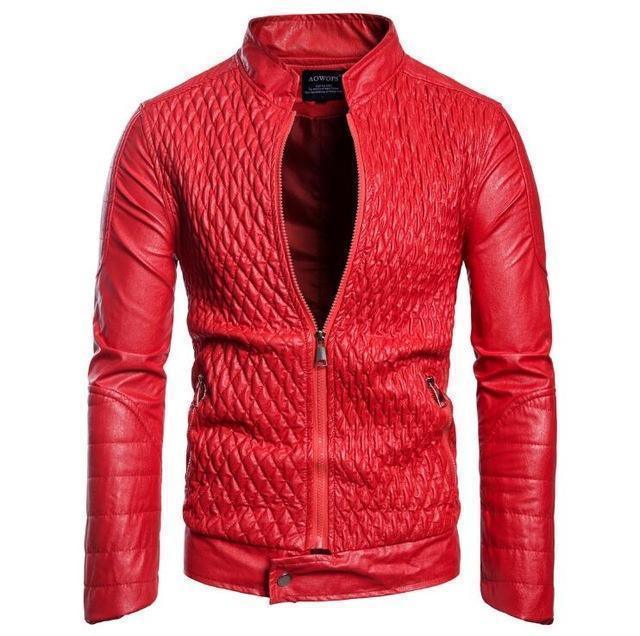 Veste Cuir Homme Motif Losange Moderne 1