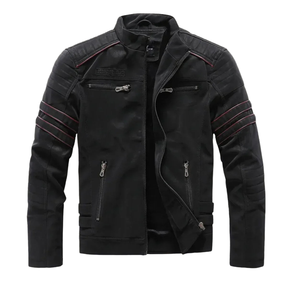 Veste Cuir Homme Style Motard Vintage 0
