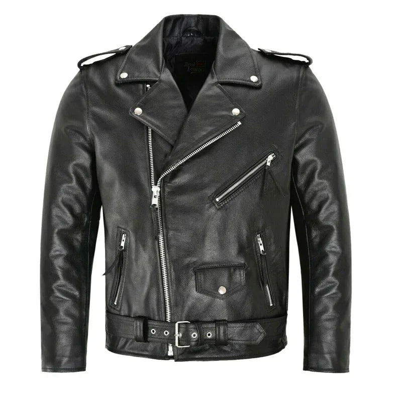 Veste Cuir Homme Style Punk Rock Avec Détails Métalliques 0