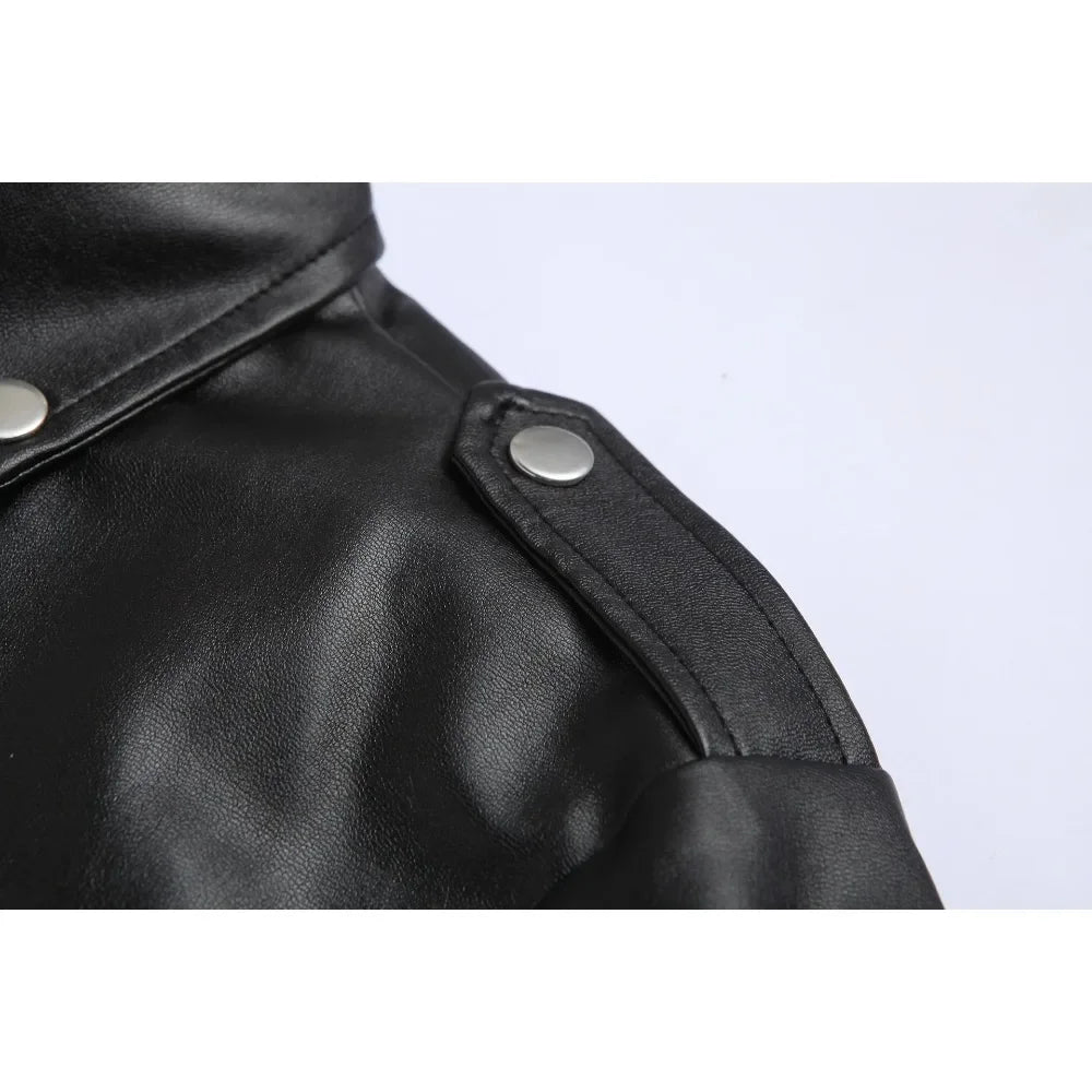 Veste Cuir Homme Style Punk Rock Avec Détails Métalliques 3