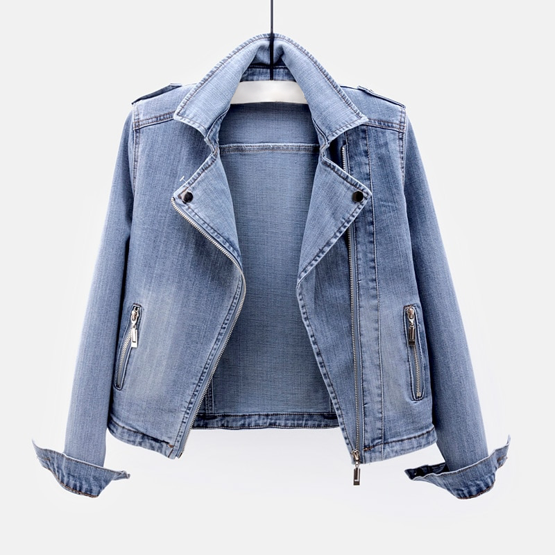Veste En Jean Femme Asymétrique Tissu Tissé 1