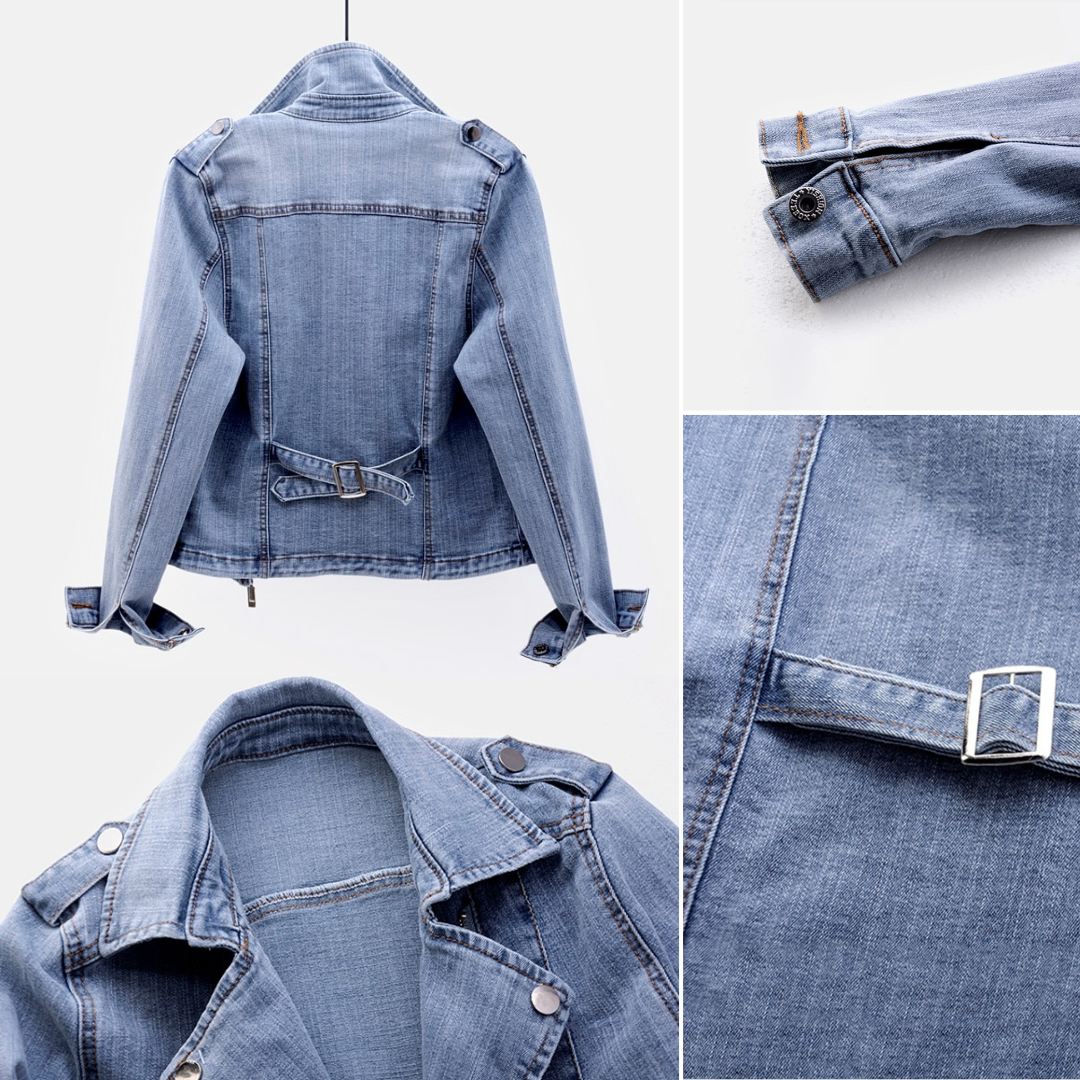Veste En Jean Femme Asymétrique Tissu Tissé 3