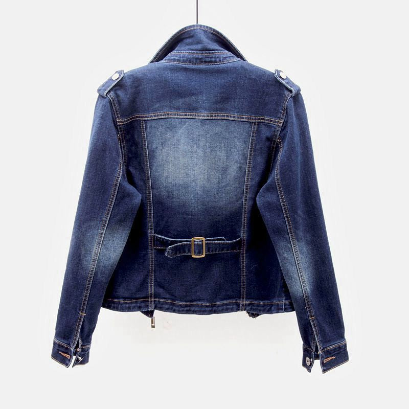 Veste En Jean Femme Asymétrique Tissu Tissé 4
