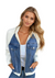 Veste Femme Bomber en Jean et Manches Tricotées Classique 0