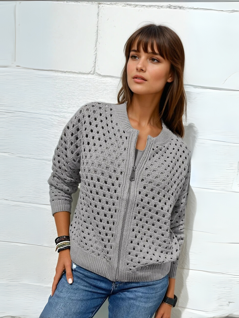 Veste Femme Chic avec Détails Perforés 1