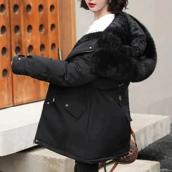 Veste Femme Hiver Chaude avec Capuche et Doublure en Laine 2