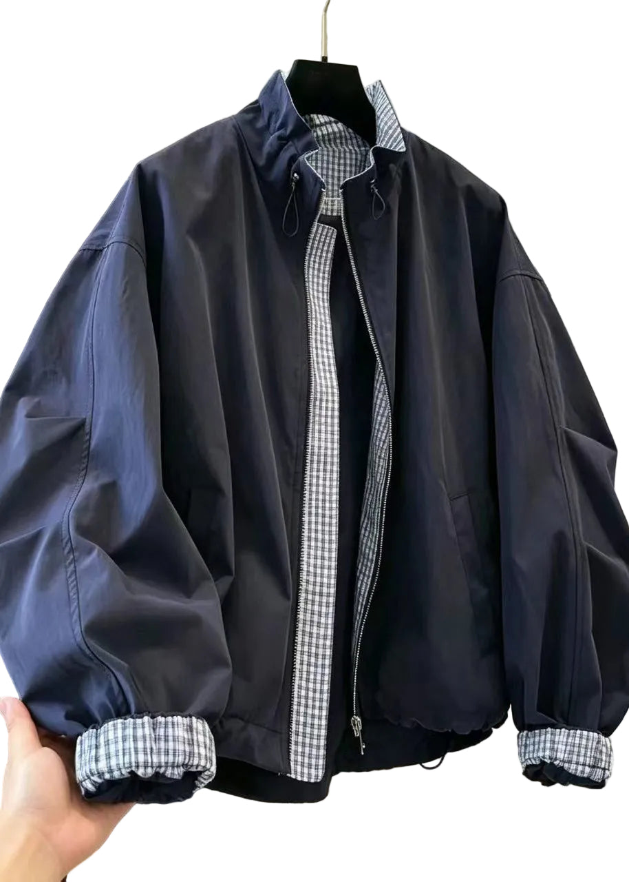 Veste Femme Patchwork à Col Montant et Cordon de Serrage 0