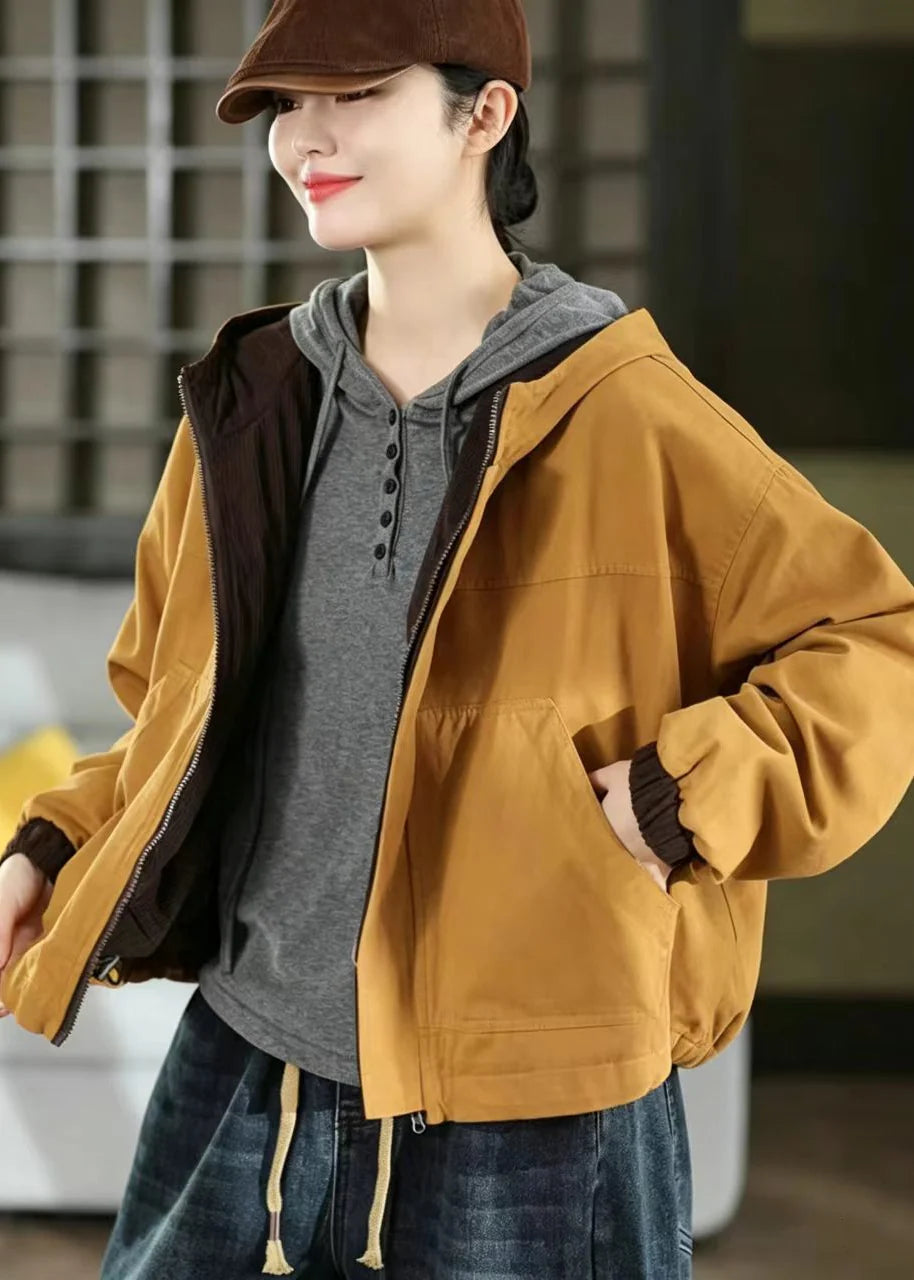 Veste Femme Réversible à Capuche Style Décontracté Automnal 2