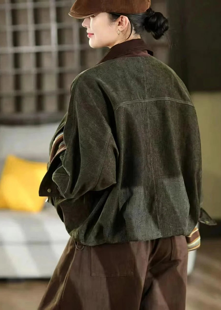 Veste Femme Vintage À Col Rabattu Style Décontracté 4