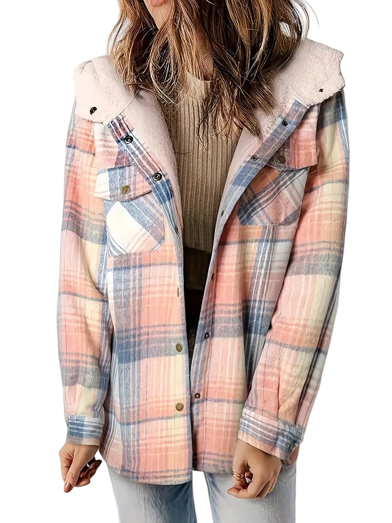 Veste Femme à Carreaux Moderne avec Fermeture Éclair 0