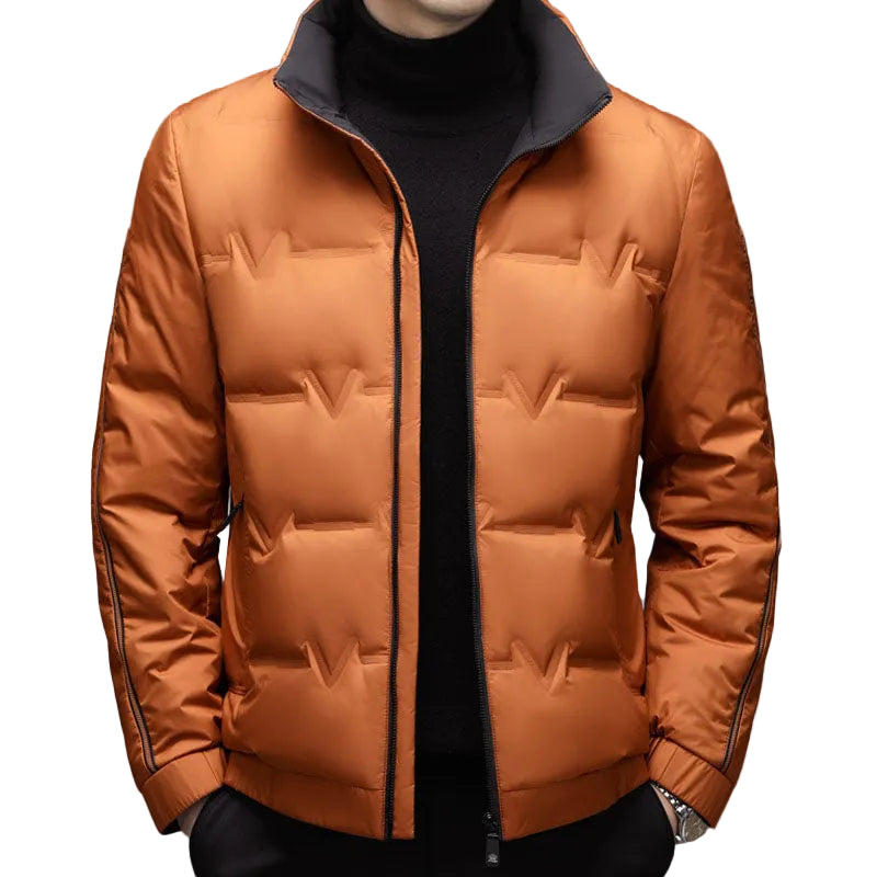 Veste Hiver Homme Zippée Avec Col Montant Design Léger 0