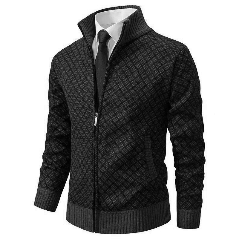 Veste Homme Fermeture Éclair Motif Géométrique Tissu Mélangé 3