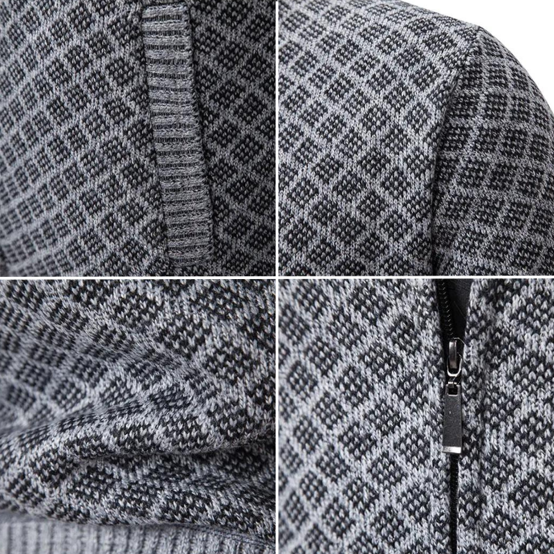 Veste Homme Fermeture Éclair Motif Géométrique Tissu Mélangé 4