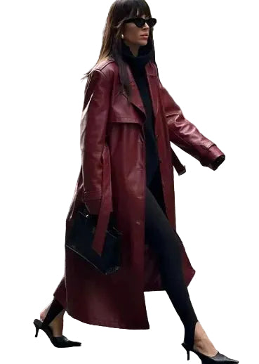 Veste Longue Rétro avec Ceinture pour Femme 0