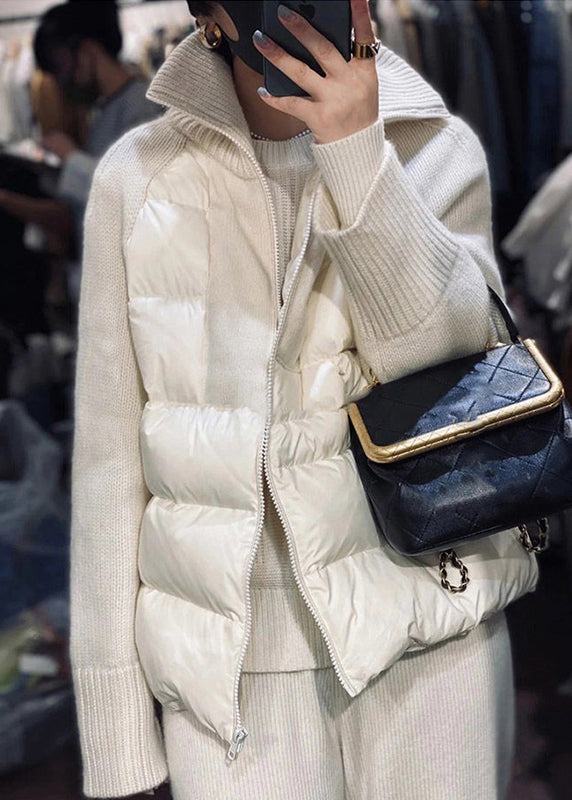 Veste Parka à Col Roulé pour Femme en Tricot avec Zip 2